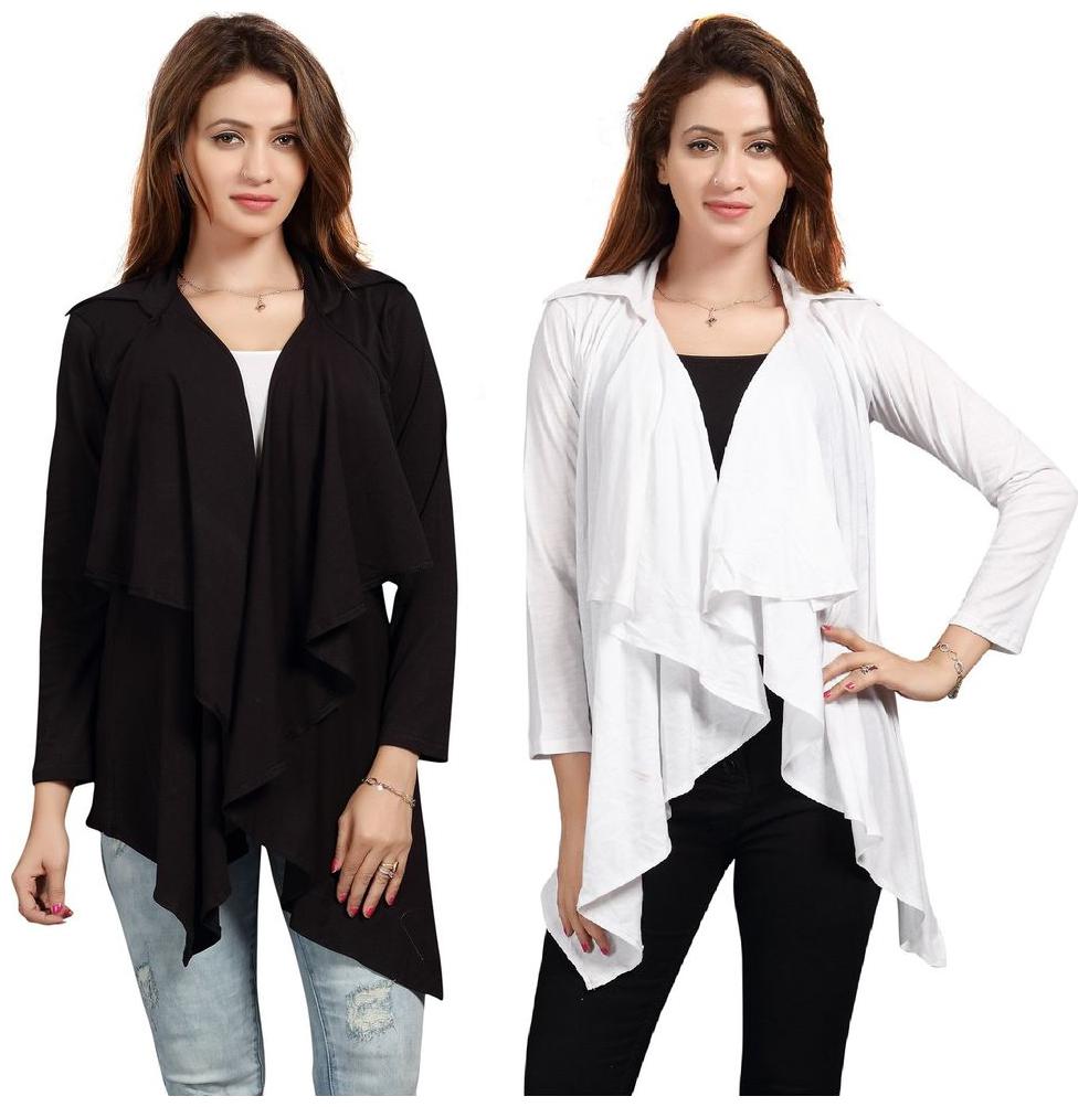 

Bfly Women s Viscose Collar Shrug (Pack of 2) (Black White)
