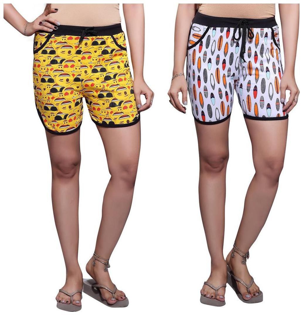 

Bfly Women s Printed Cotton Hosiery Shorts-Pack of 2