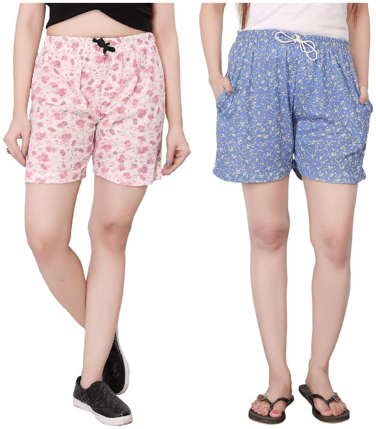 

Bfly Women s Printed Cotton Hosiery Shorts-Pack of 2