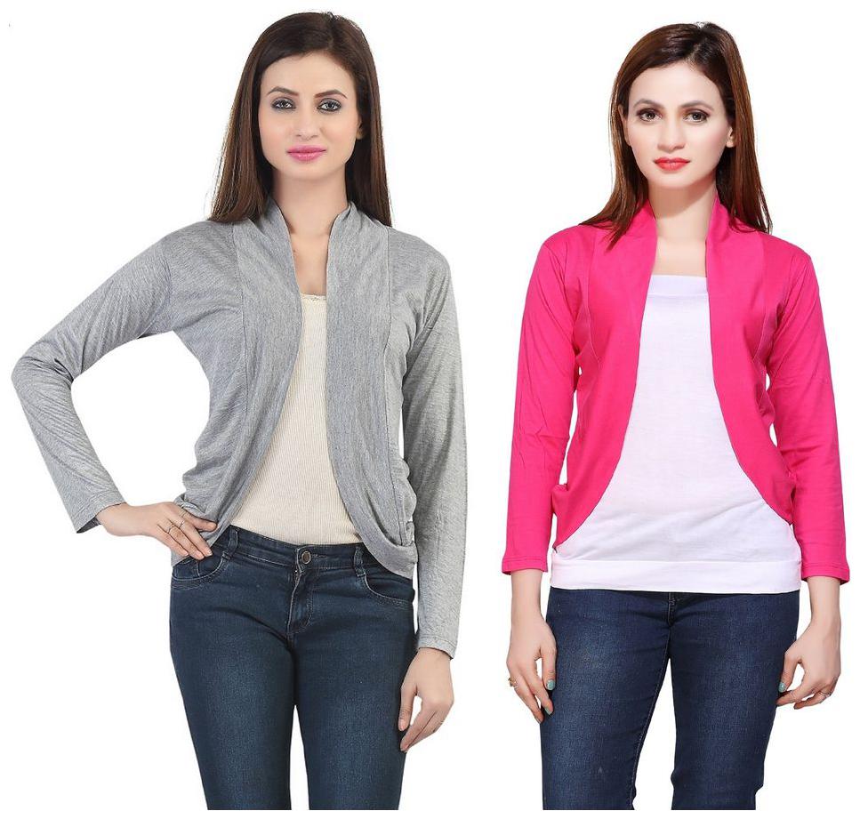 

Bfly Women s Viscose Shrugs (Pack of 2) (Grey Pink)