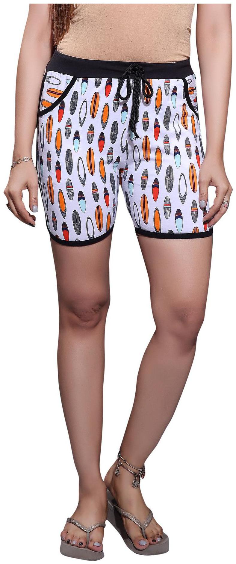

Bfly Women Striped Sport shorts - White