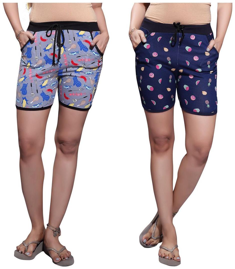 

Bfly Women s Printed Cotton Hosiery Shorts-Pack of 2