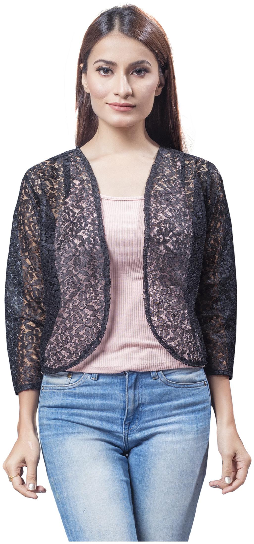 

Bfly Women s Netted Stylish Short Shrug (Black)