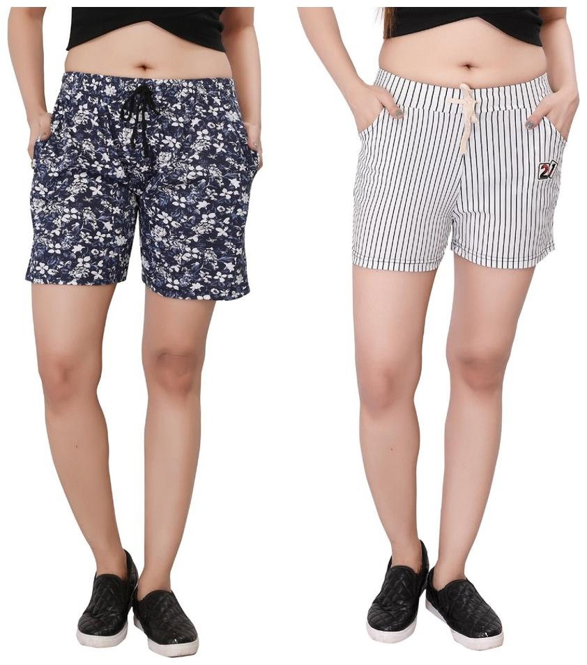 

Bfly Women Printed Sport shorts - White