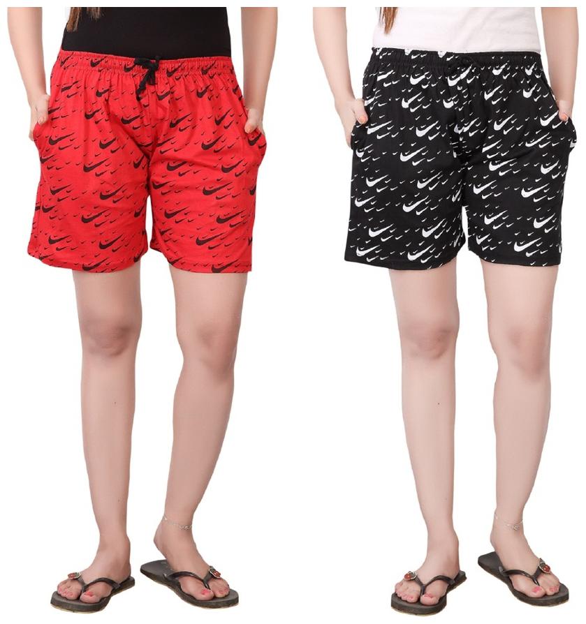 

Bfly Women Printed Sport shorts - Red