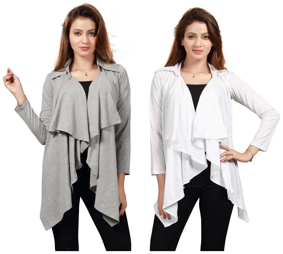 

Bfly Women s Viscose Collar Shrug (Pack of 2) (Grey White)