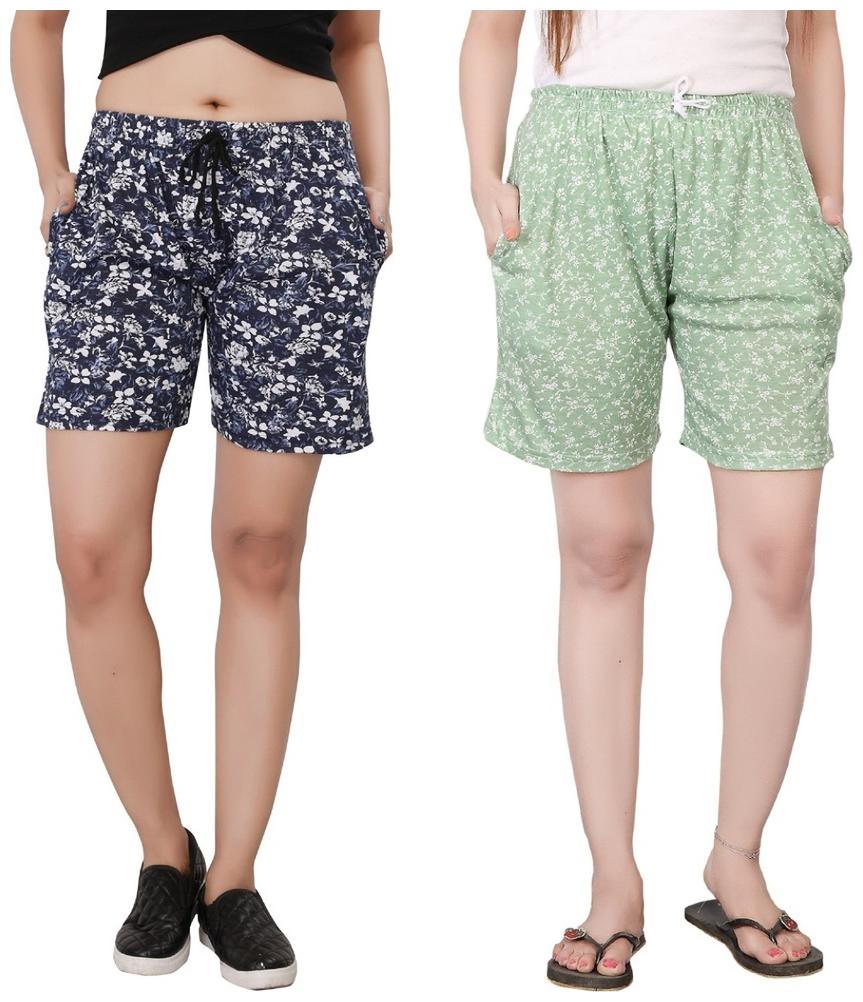 

Bfly Women Printed Sport shorts - Green