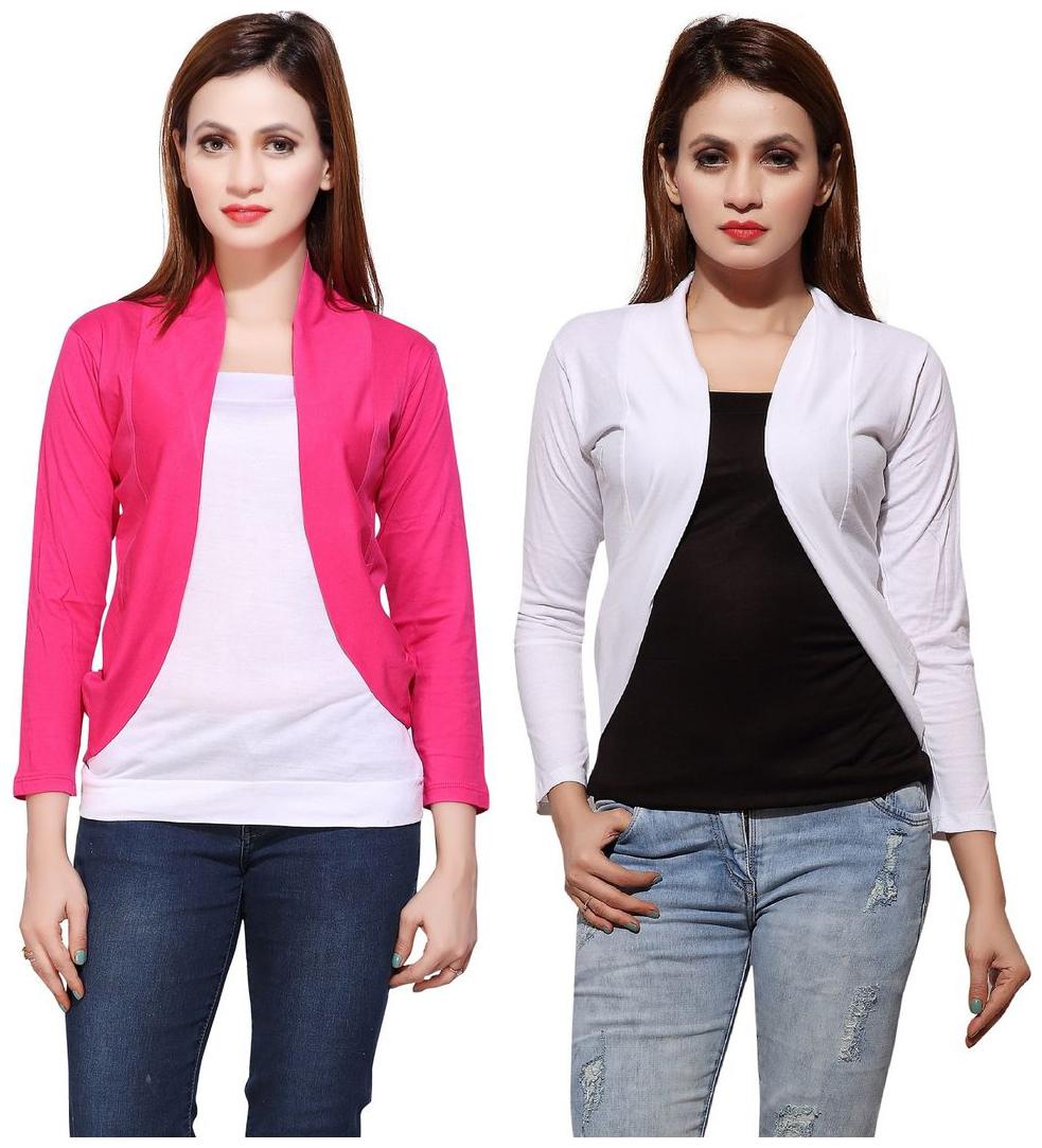 

Bfly Women s Viscose Shrugs (Pack of 2) (Pink White)