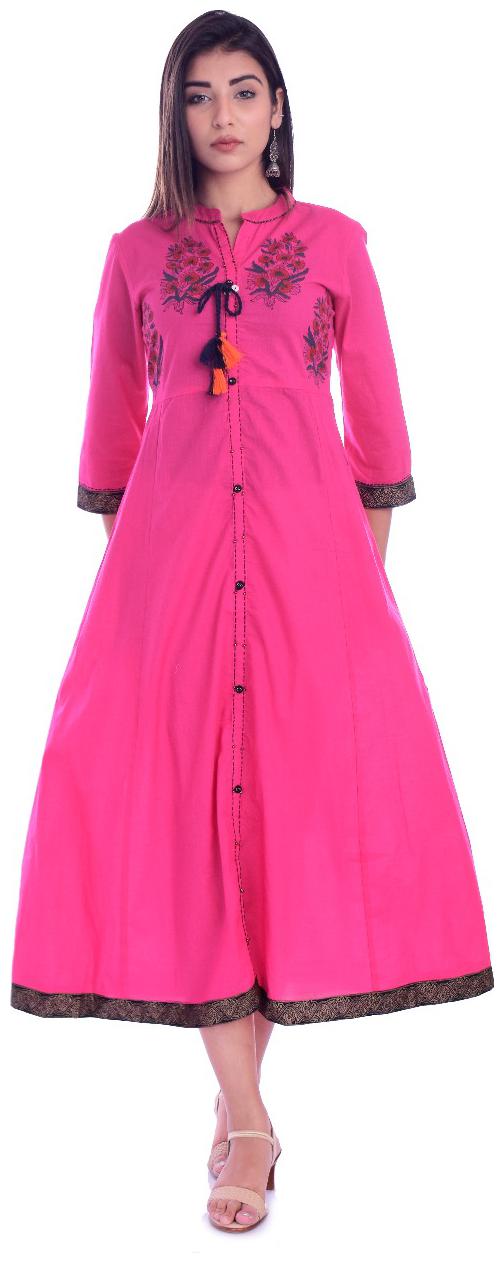 

BHABHO Women Pink Floral Anarkali Kurta