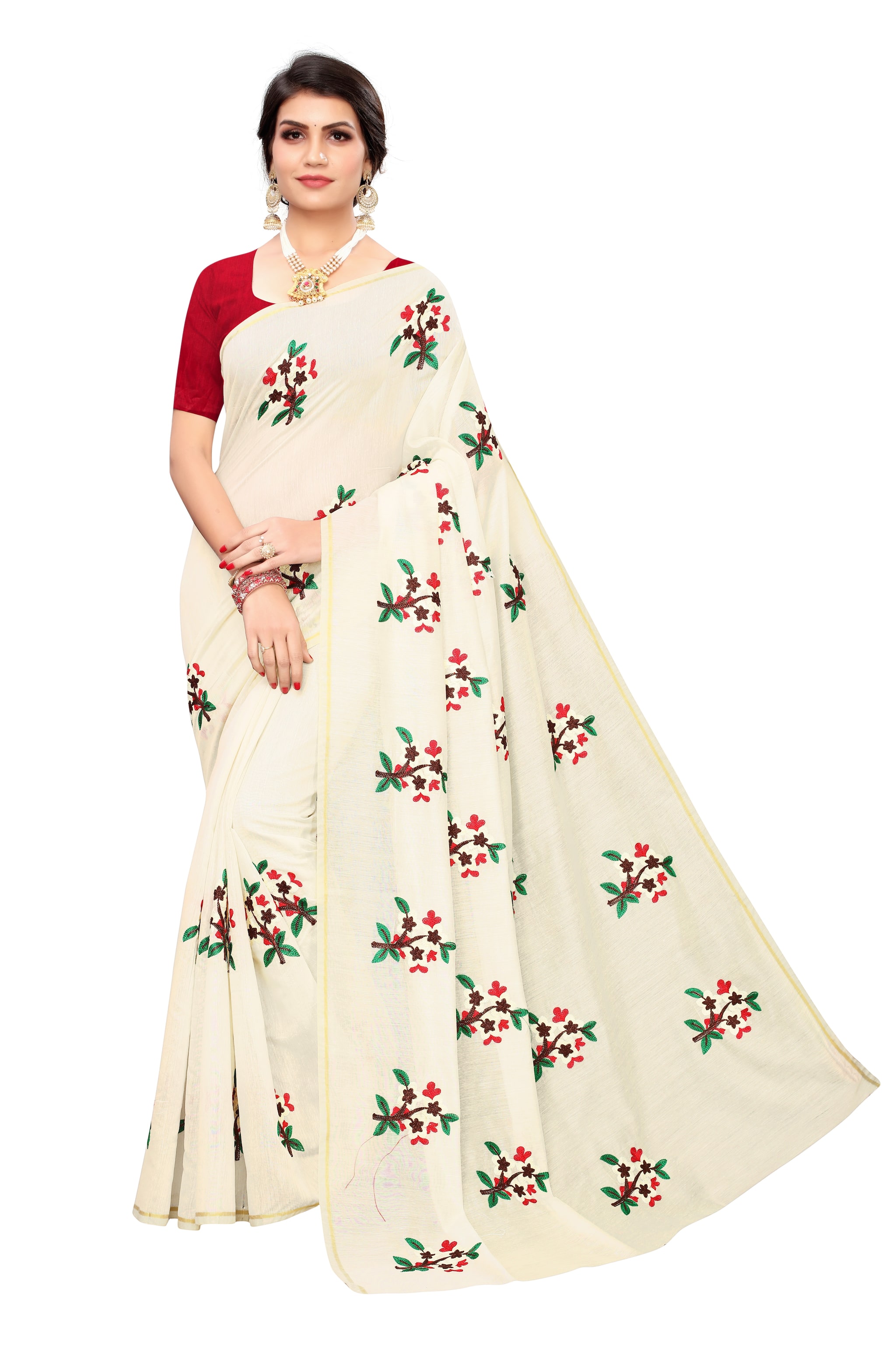 

BHAGYAVATI DESIGNER Silk Embroidered White Party Wear Designer Saree