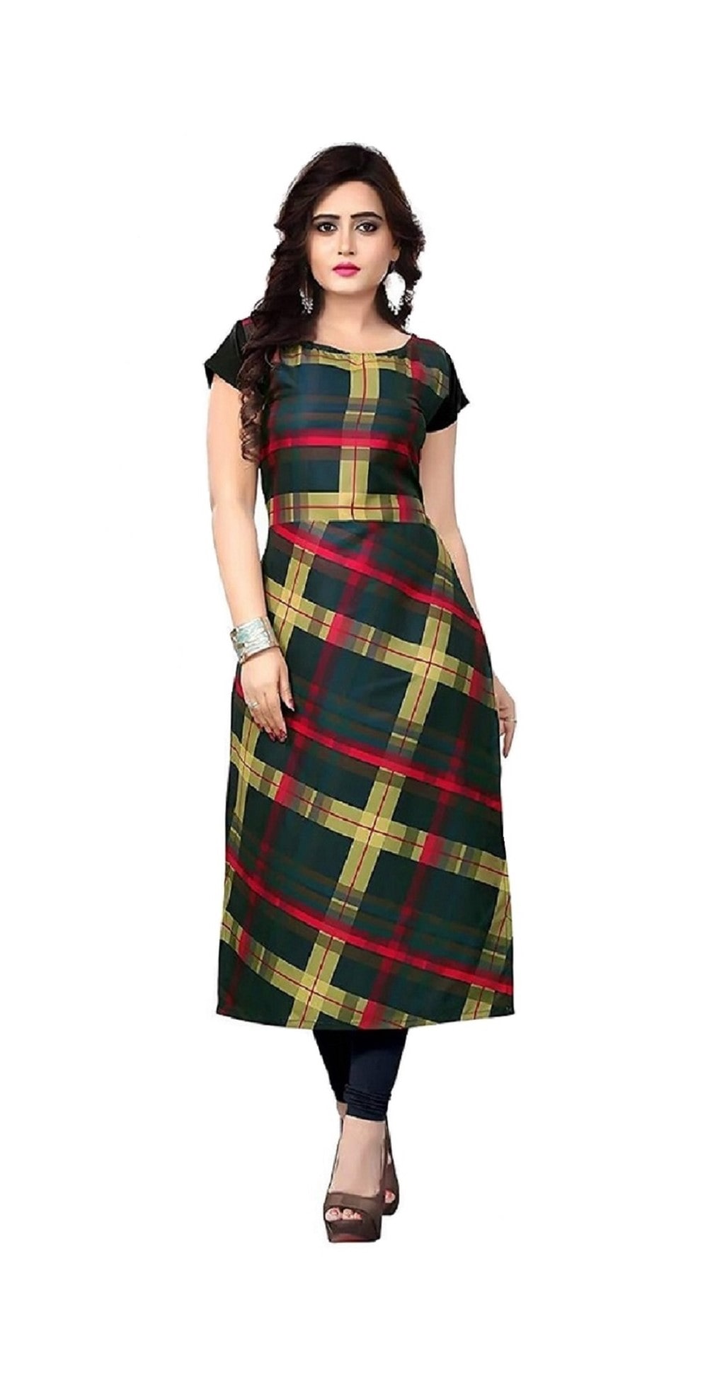 

Bharvita Women Crepe Checkered Multi Kurti