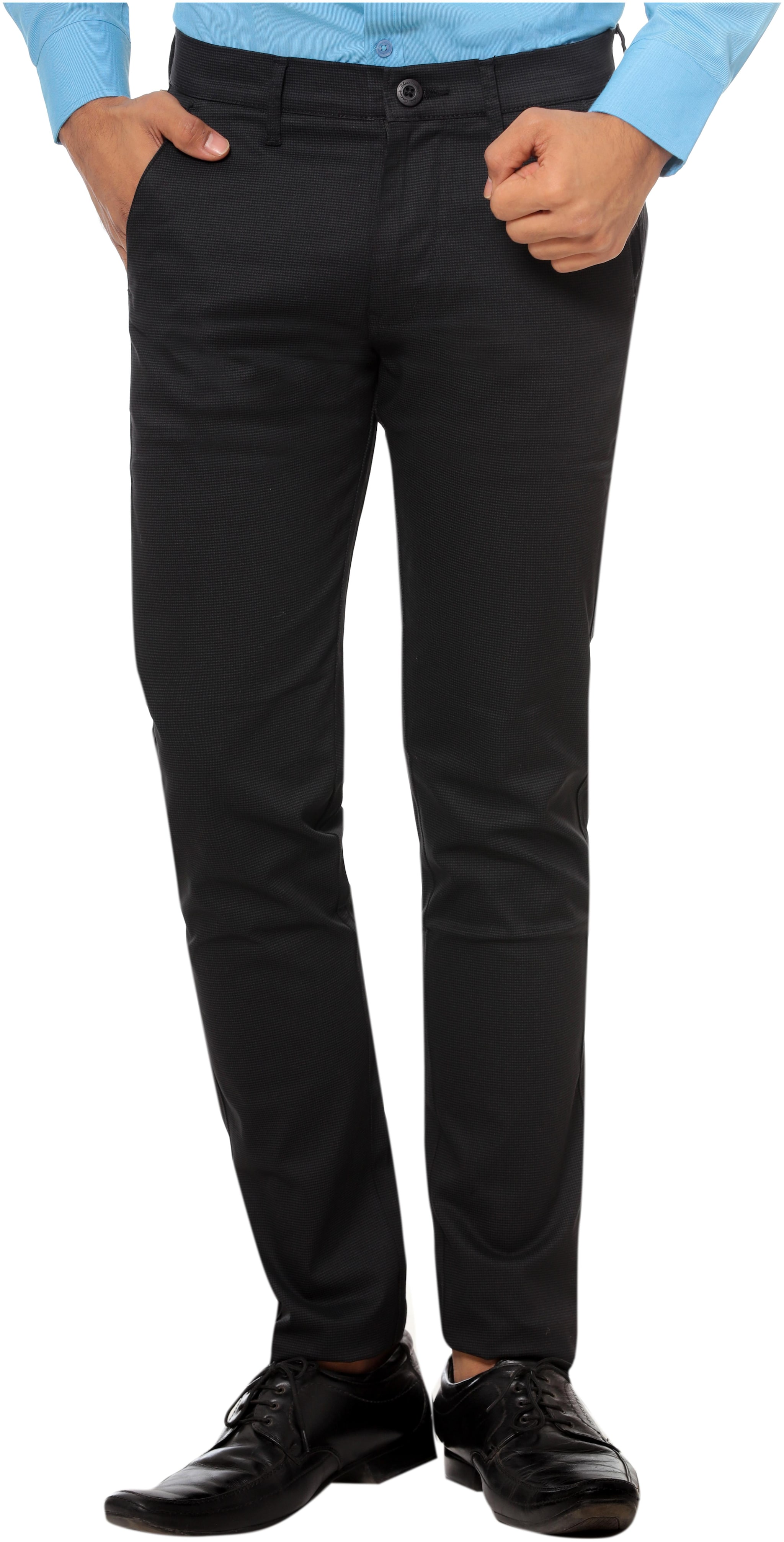 

BHAU Group Men Black Solid Slim fit Regular trousers