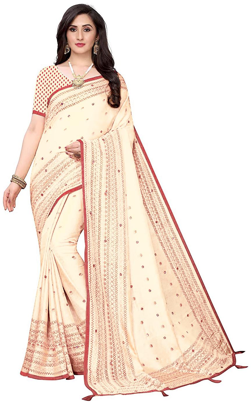 

Bhuwal Fashion Women Khadi Printed Daily Wear Saree (Cream)