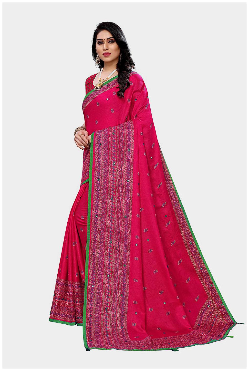 

Bhuwal Fashion Women Khadi Printed Daily Wear Saree (Pink)