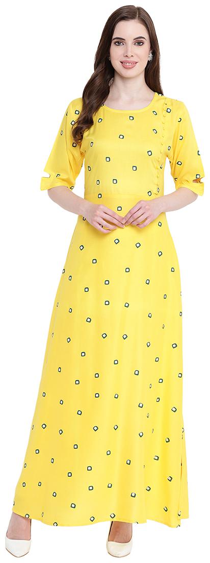 

BI AMMA Women Yellow Polka Dots Regular Kurta