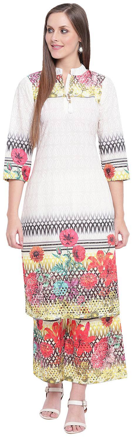 BI AMMA STYLISH WOMEN'S DIGITAL PRINTED CHIKANKARI KURTA AND PALAZZO SET