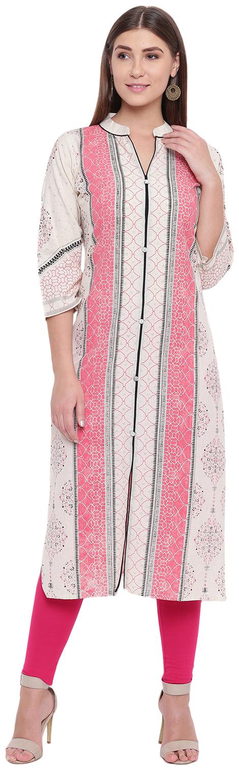 

BI AMMA Women Pink Printed Straight Kurta