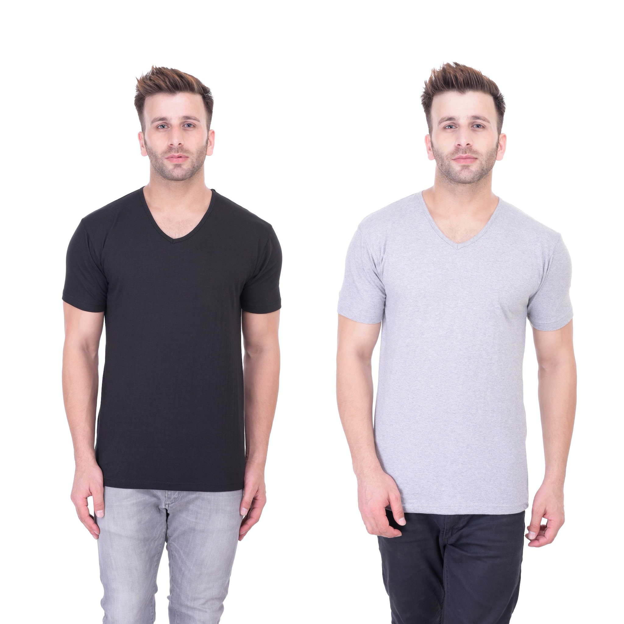 

Bi Fashion Cotton Solid Grey Black Tshirt For Men