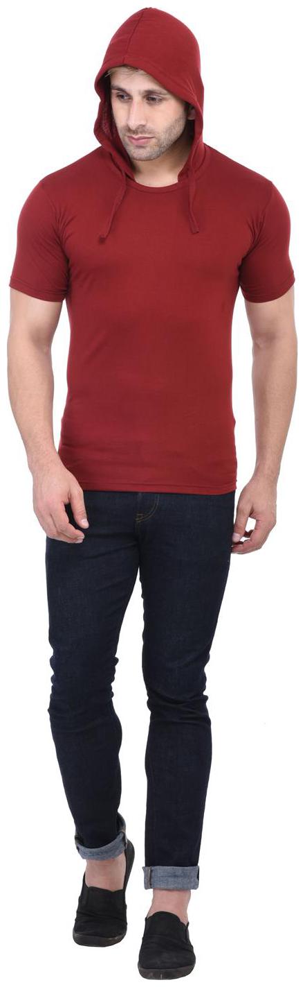 

Bi Fashion Men Red Regular fit Cotton Hood T-Shirt - Pack Of 1