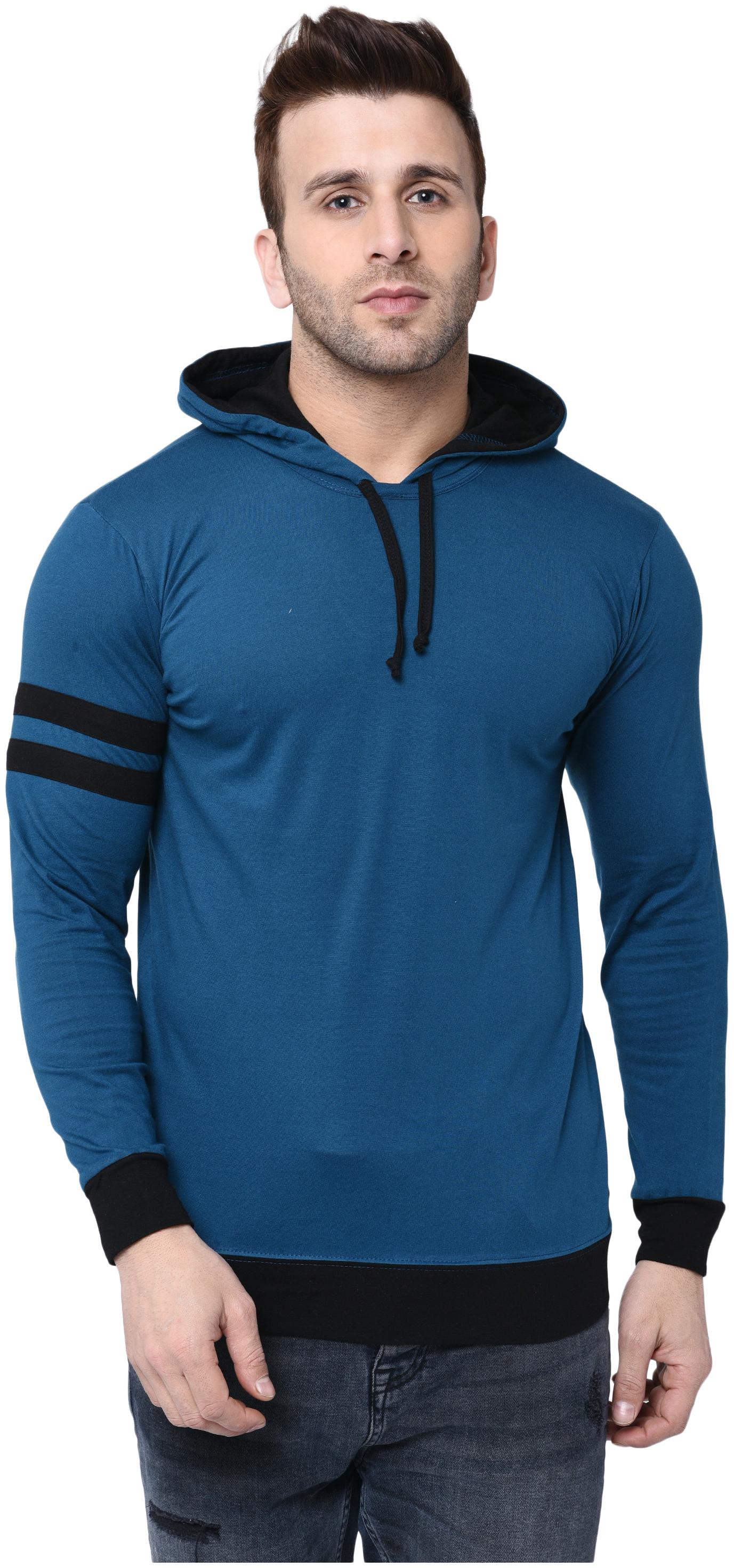 

Bi Fashion Men Turquoise Regular fit Cotton Hood T-Shirt - Pack Of 1