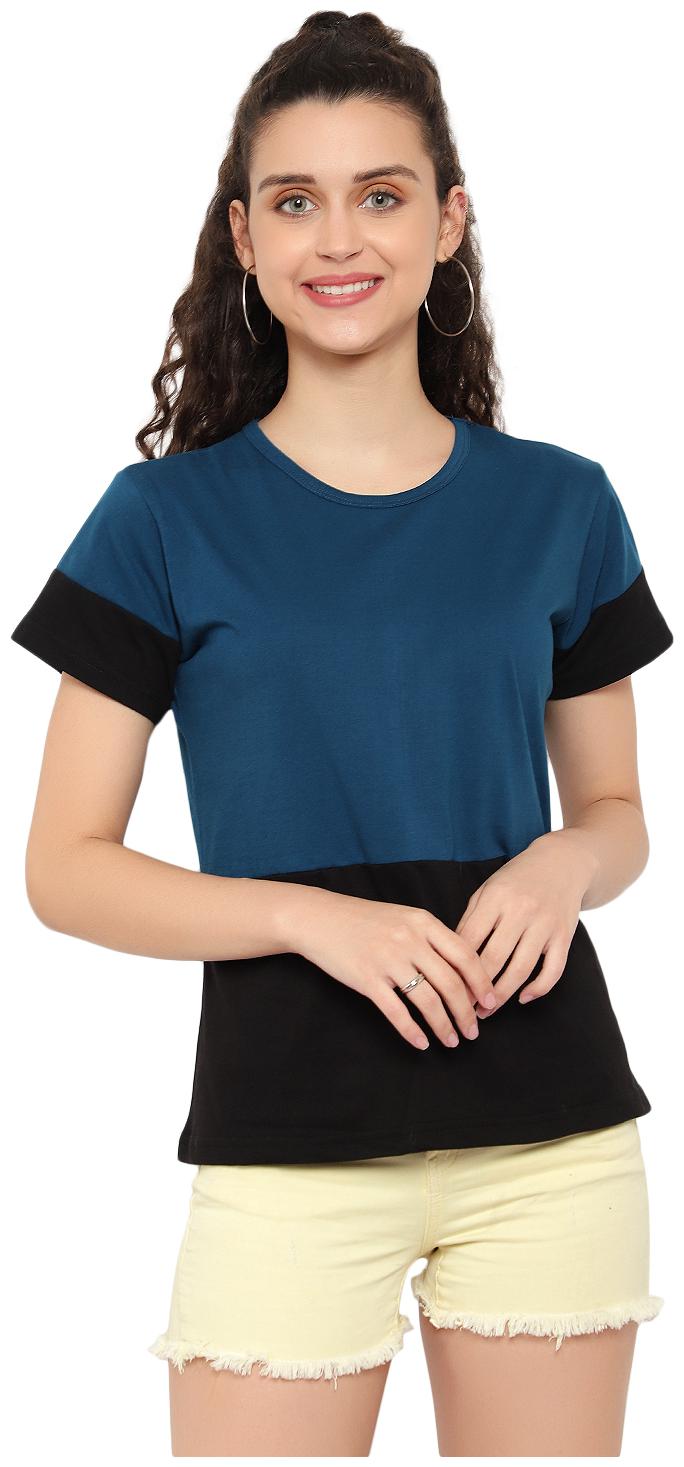 

Bi Fashion Women Turquoise Regular fit Round neck Cotton T shirt