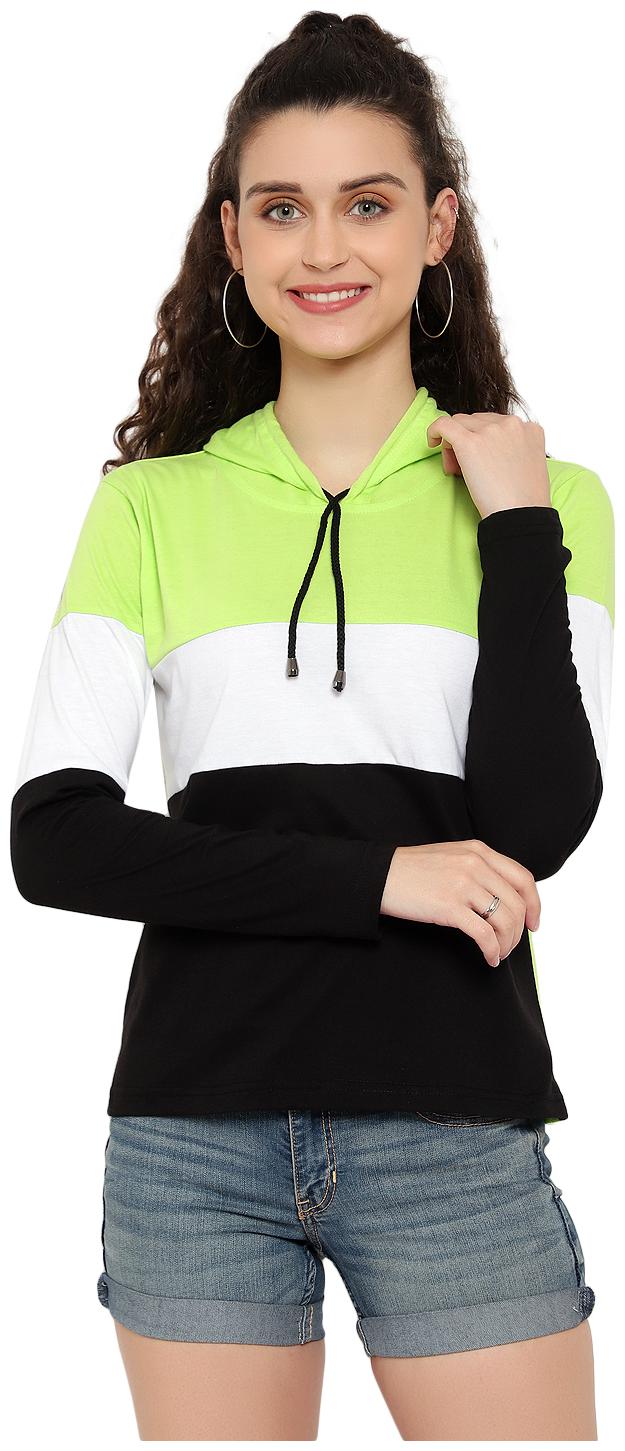 

Bi Fashion Women Multi Regular fit Hooded Cotton T shirt