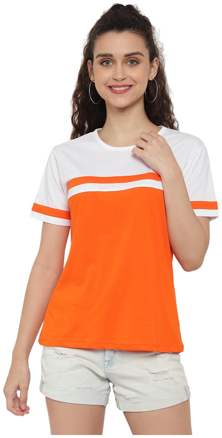 

Bi Fashion Women Orange Regular fit Round neck Cotton T shirt