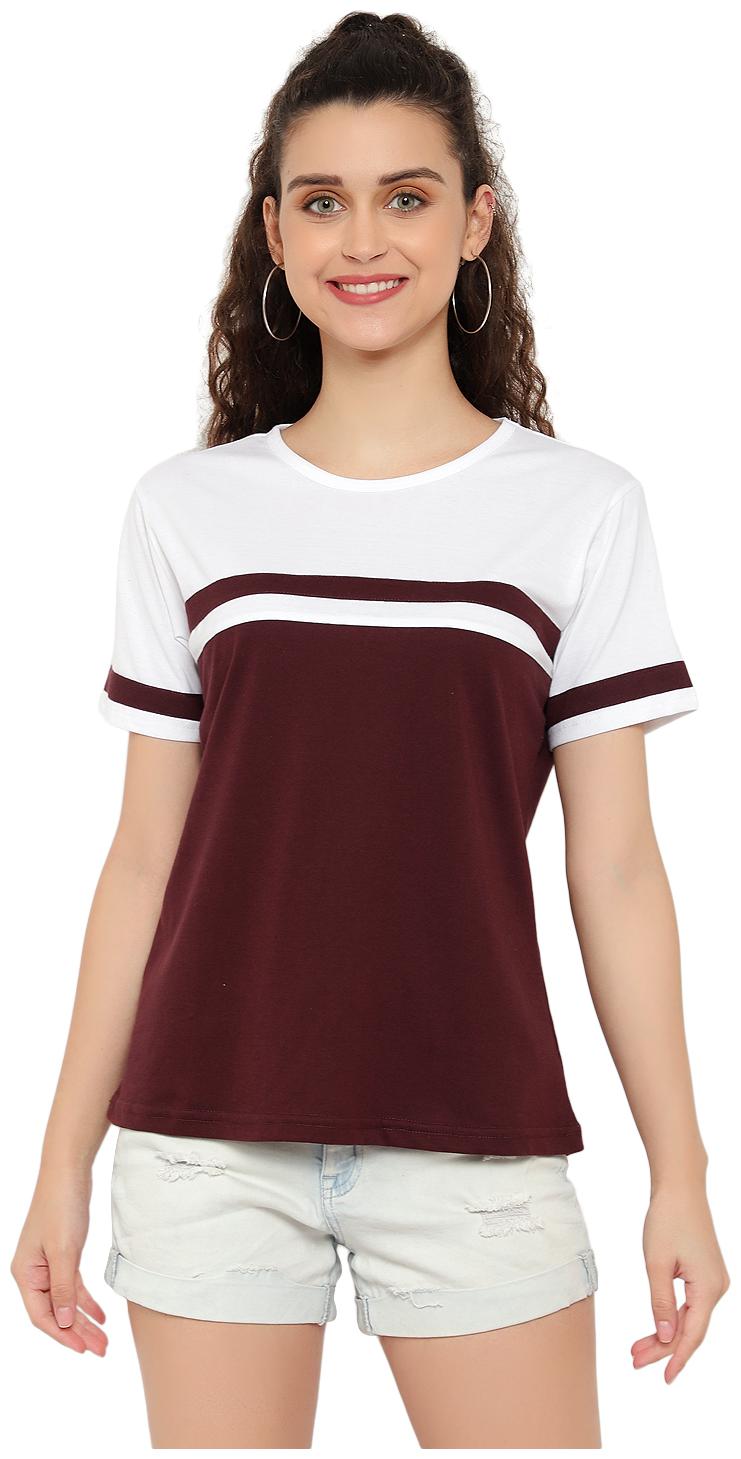 

Bi Fashion Women Wine Regular fit Round neck Cotton T shirt