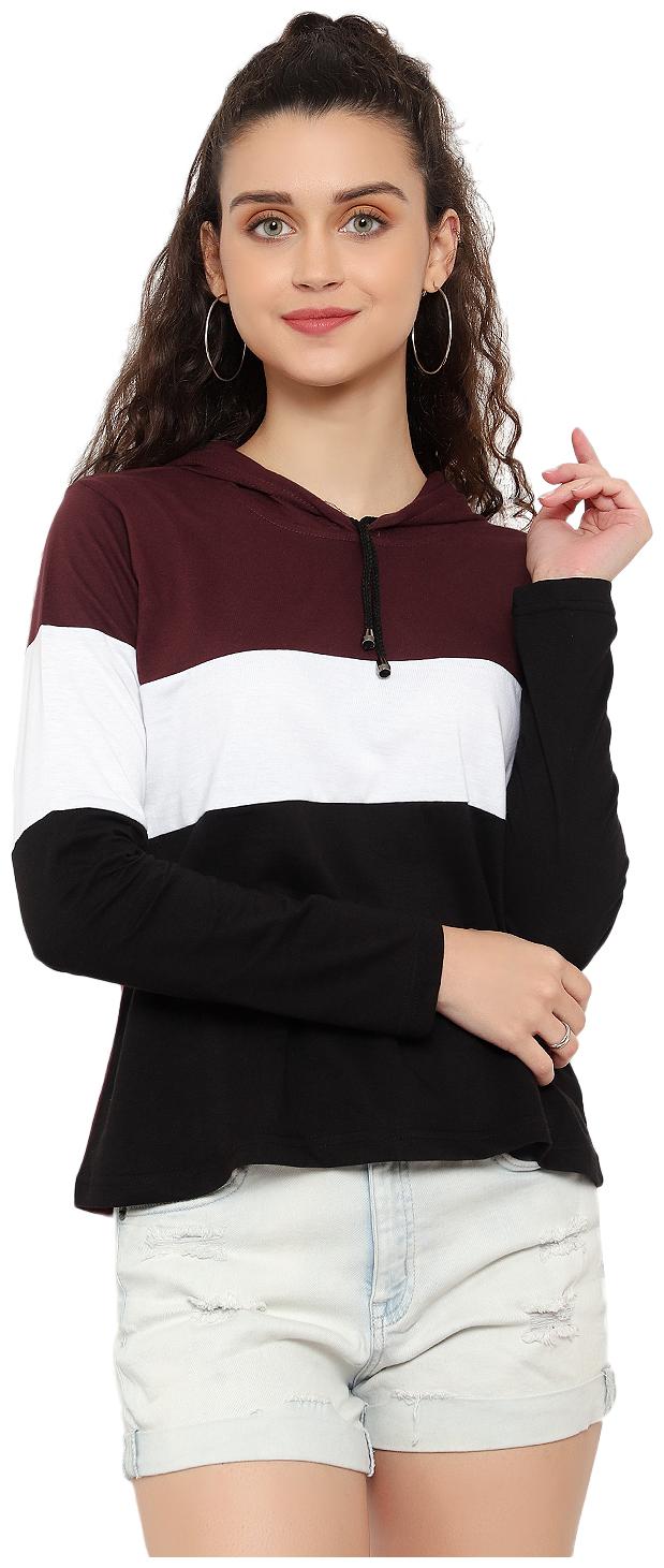 

Bi Fashion Women Multi Regular fit Hooded Cotton T shirt