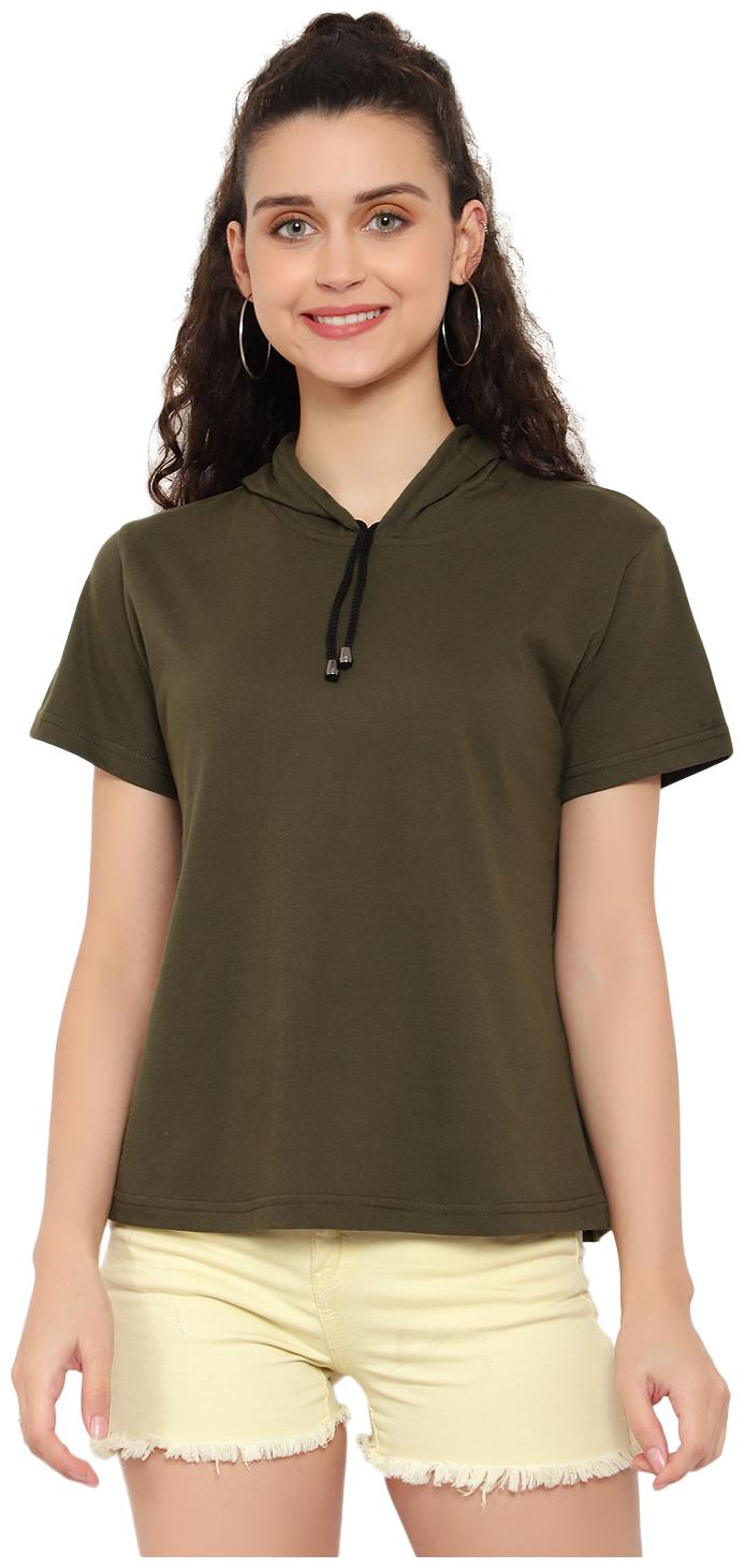 

Bi Fashion Women Cotton Solid Regular Fit T Shirt (Olive)