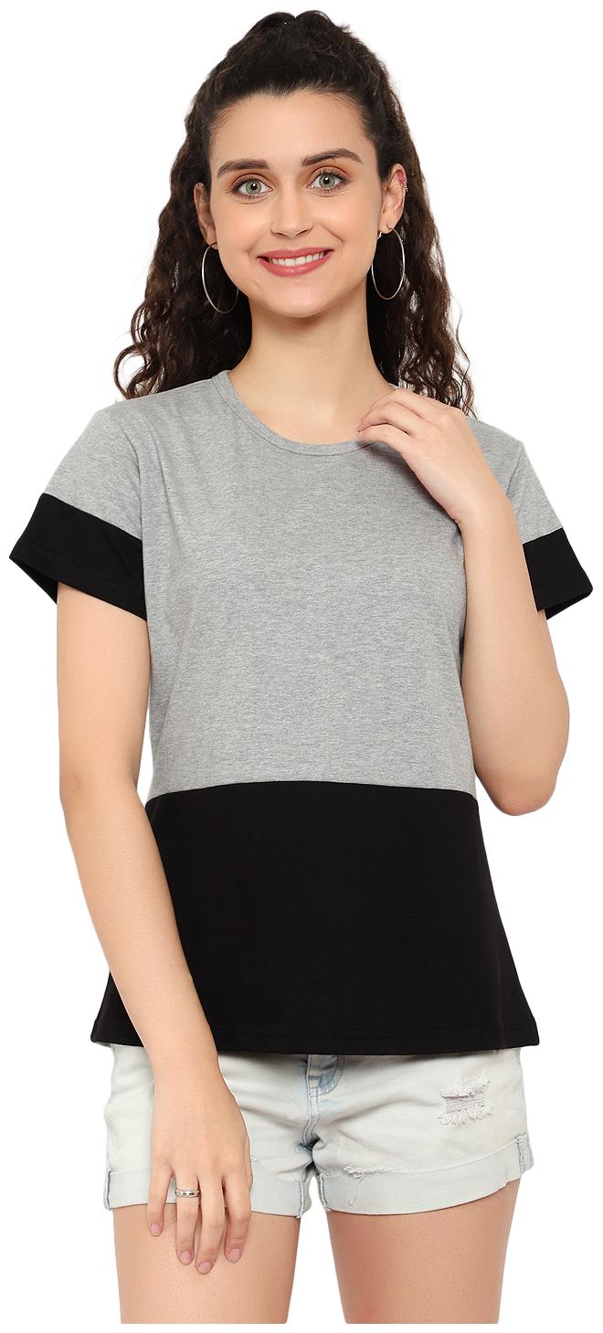 

Bi Fashion Women Grey Regular fit Round neck Cotton T shirt