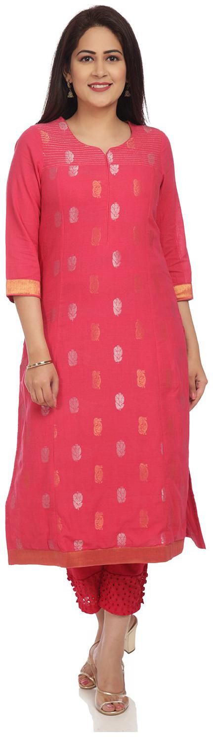 

BIBA Women Pink Solid Straight Kurta