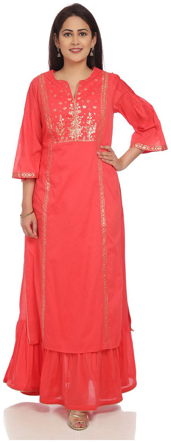 

BIBA Women Red Printed Straight Kurta