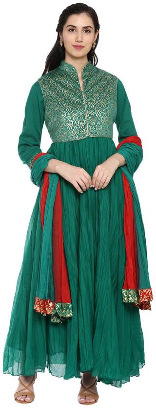 BIBA Women Green Printed Anarkali Kurta
