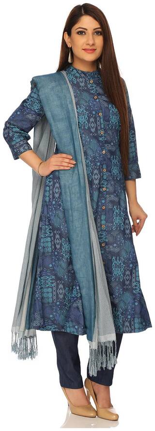 BIBA Indigo Flared Cotton Suit Set