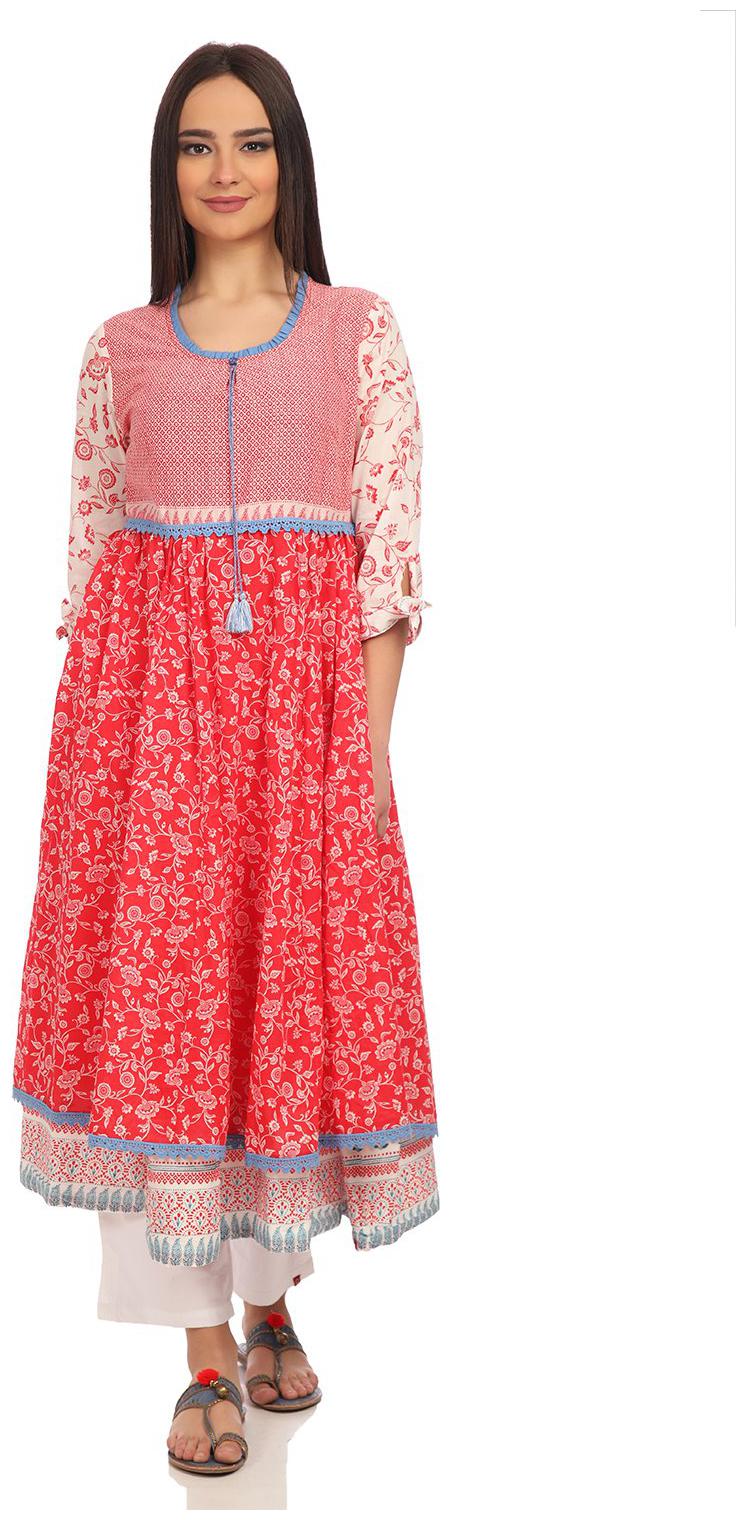 

BIBA Women Red Printed Straight Kurta