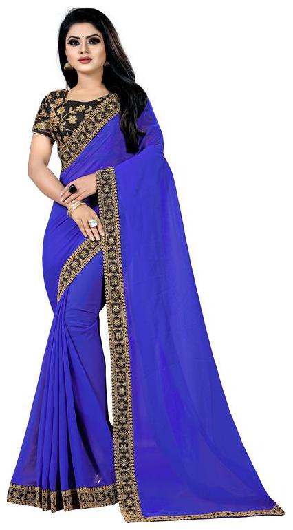 

Bigben Textile Georgette Universal Saree Blue