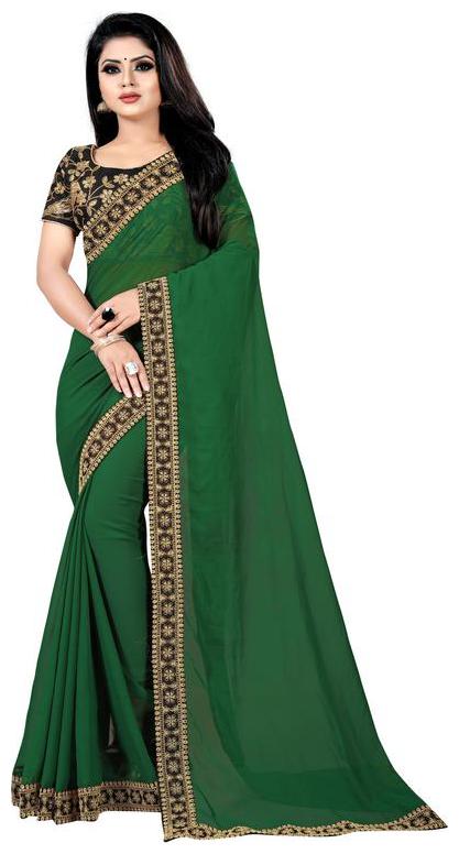 

Bigben Textile Georgette Universal Saree Green