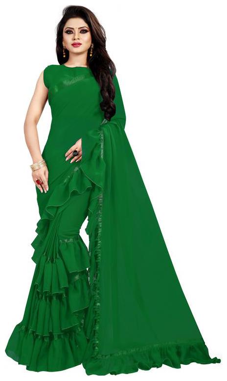 

Bigben Textile Georgette Universal Saree Green