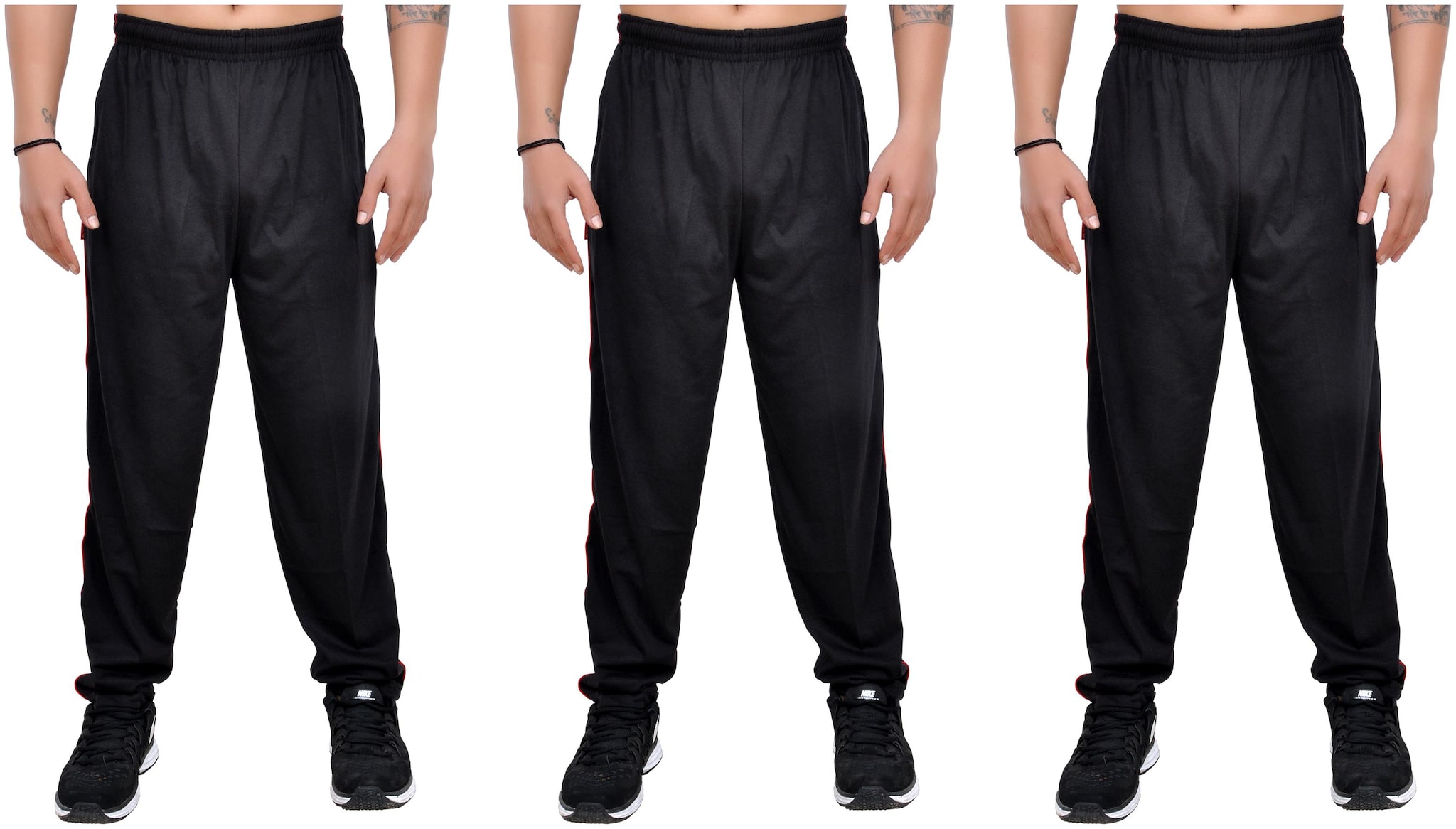 

Binaca With Easltic Black Plain fine Summer Joggres bottom wear Double Dyed PC Single Full bottom wear Binaca Bolt pack of 3
