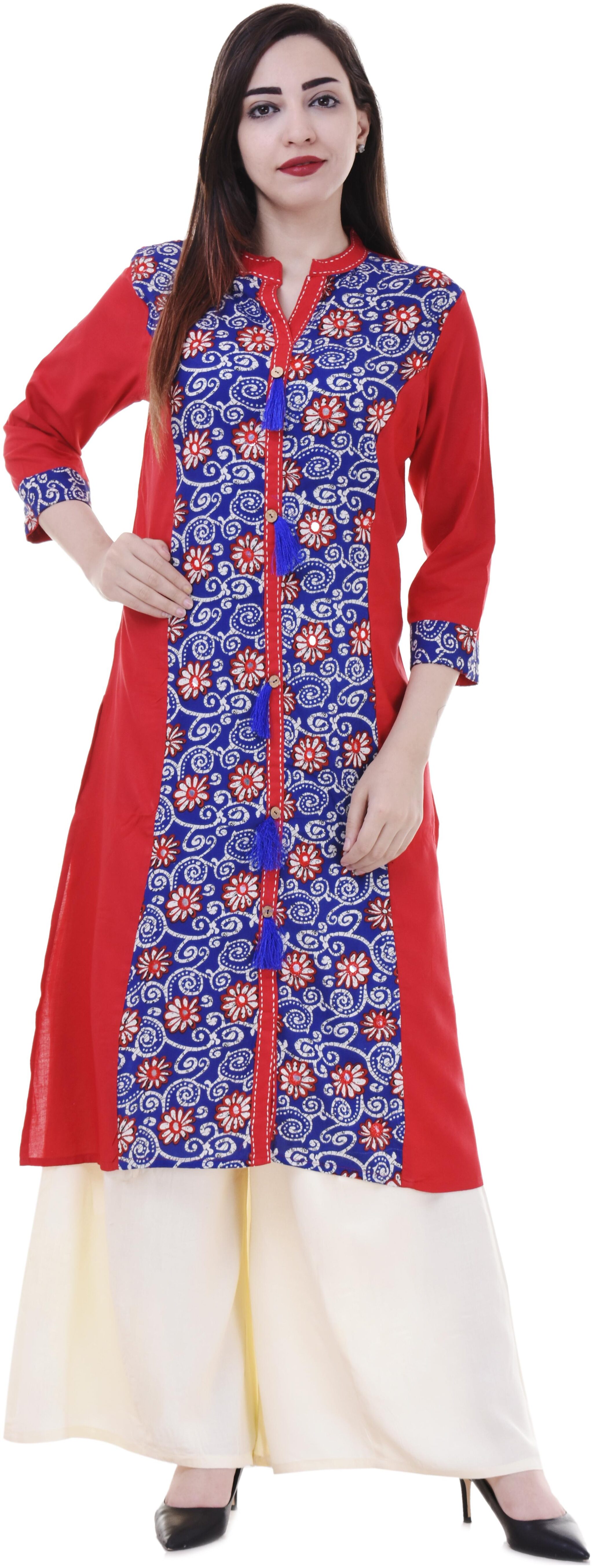 

BINORI Women Multi Embroidered Straight Kurti