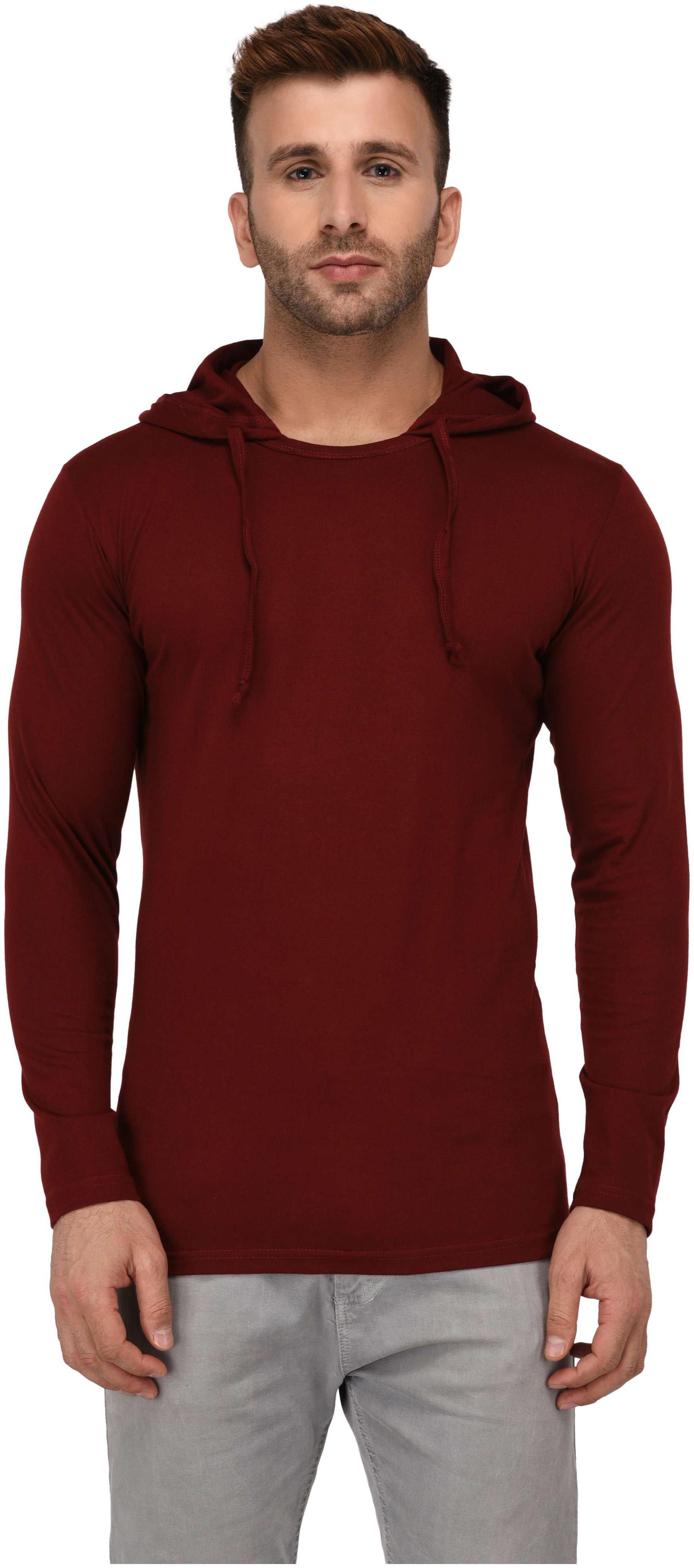 

Bks Collection Stylish Round Neck Hood Mahroon Full Sleeve T-shirt