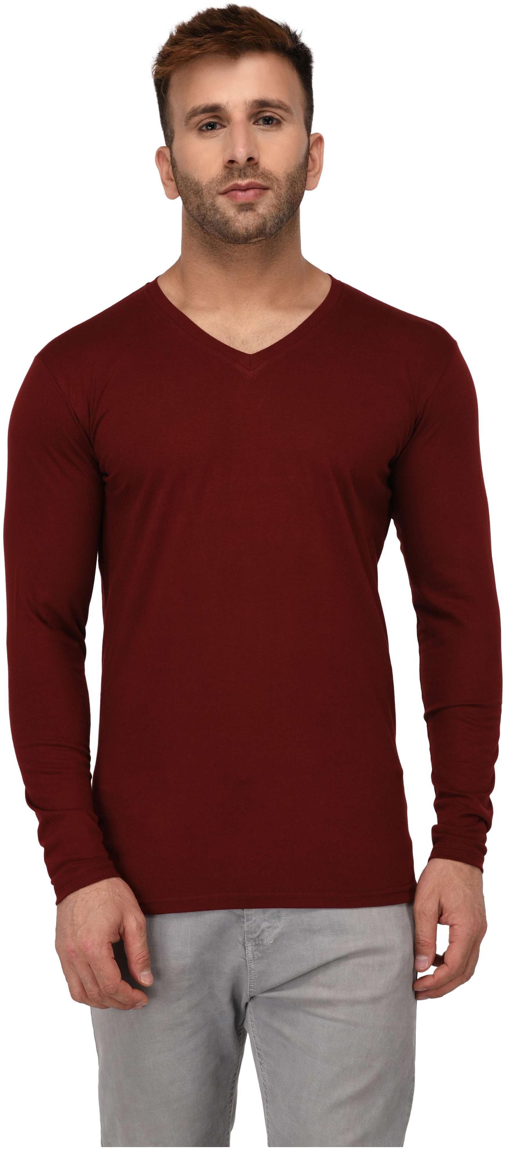 

BKS Collection Men Maroon Regular fit Cotton V neck T-Shirt - Pack Of 1