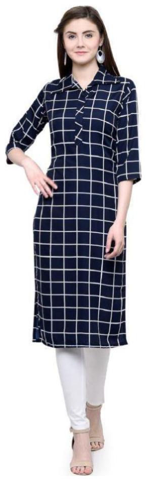 

ForeverYoung Women Black Checkered Straight Kurta