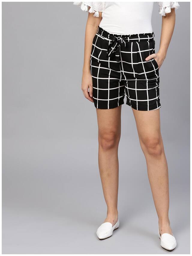 AASI- HOUSE OF NAYO Women Cotton Regular Shorts - Black