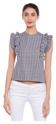 

Black Check Double Frill Top