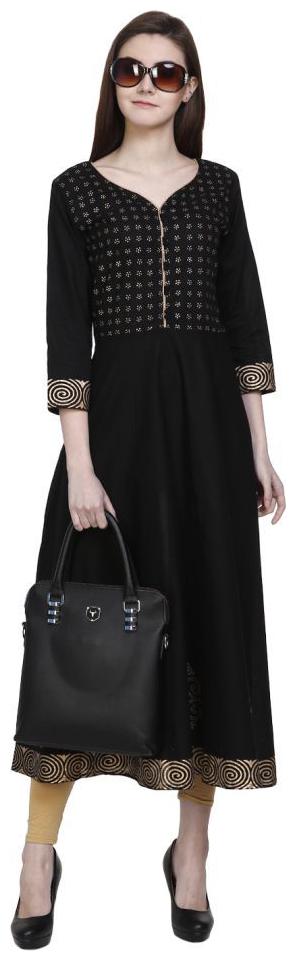 

black cotton flared kurta
