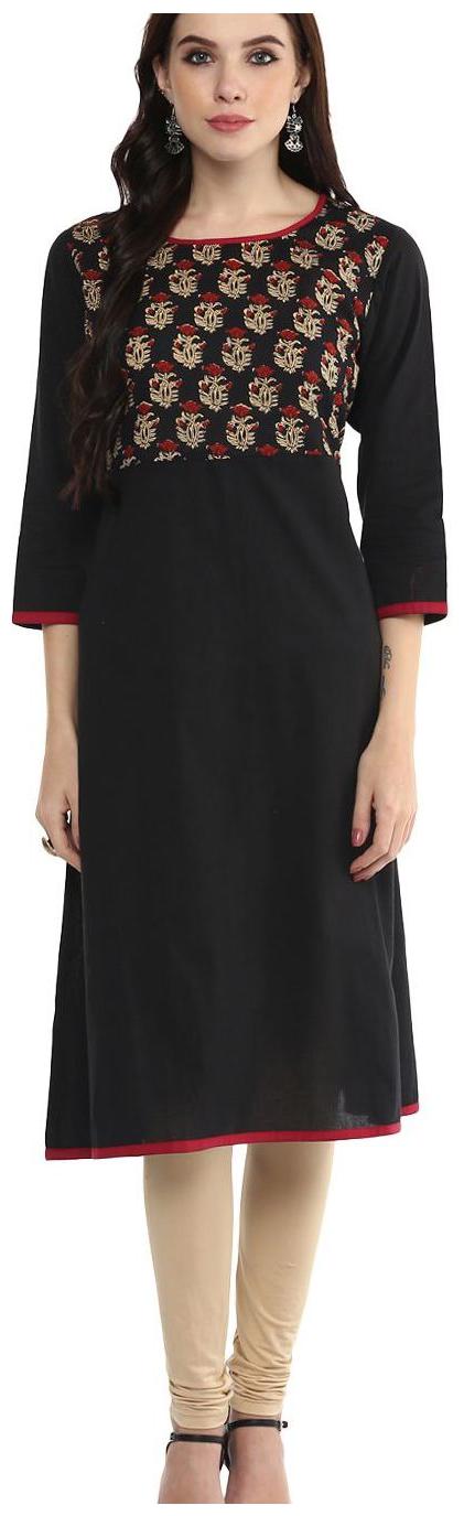 

Black cotton Aline kurta