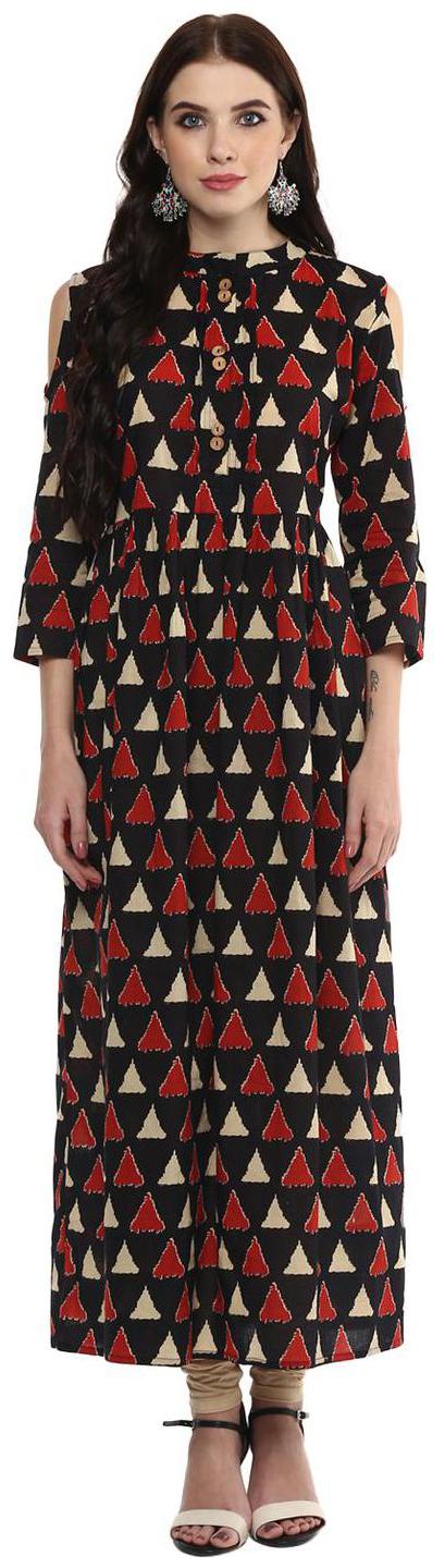 

Black cotton a-line kurta