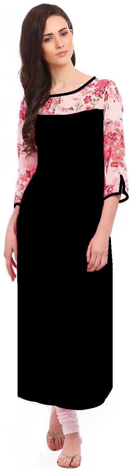 

Desi Knots Women Black Solid Straight Kurta
